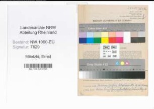 Entnazifizierung Ernst Miletzki, geb. 25.04.1909 (Polizeibeamter)