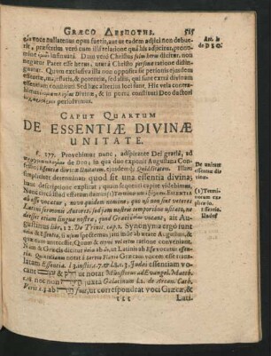 Caput Quartum. De Essentiae Divinae Unitate.