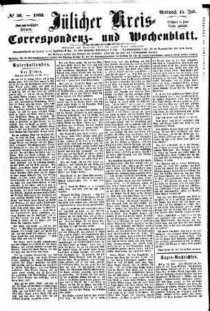 Jülicher Kreis-, Correspondenz- und Wochenblatt. 1852-1866