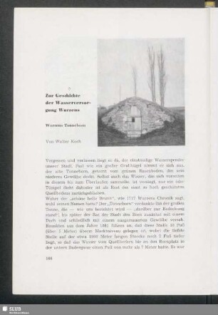 Zur Geschichte der Wasserversorgung Wurzens