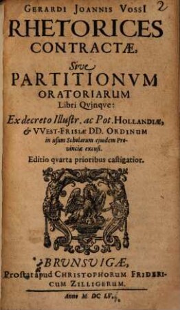 Rhetorices contractae : sive partitionum oratoriarum libri V