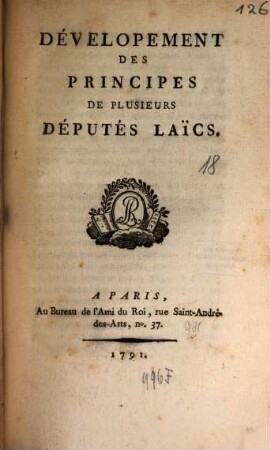 Développement des principes de plusieurs députés laïcs
