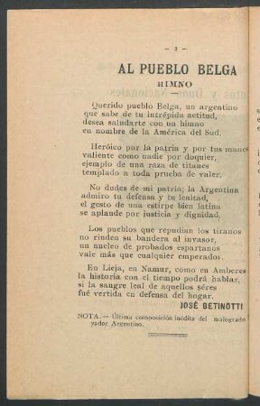 Al pueblo belga : Himno