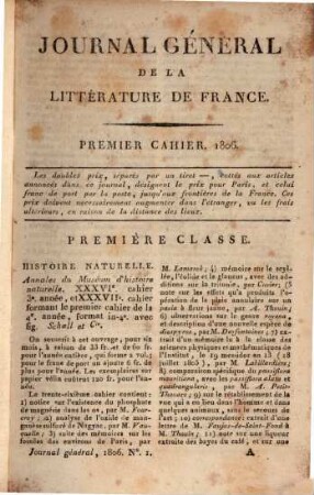Journal général de la littérature de France : ou indicateur bibliographique et raisonné des livres nouveaux en tous genres, suivi d'un bulletin de la littérature étrangère. 9. 1806