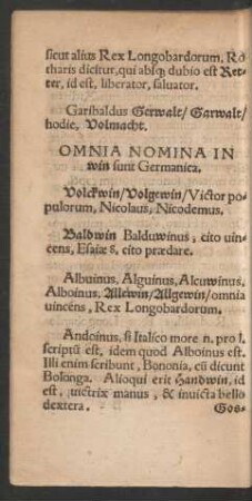Omnia Nomina In win sunt Germanica.