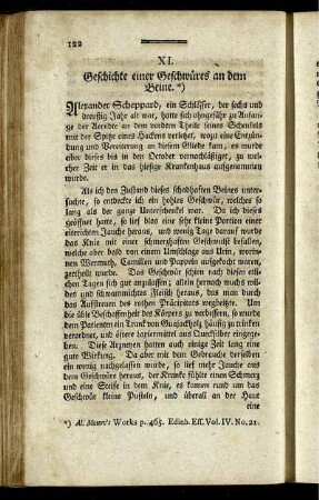 XI. Geschichte einer Geschwüres an dem Beine.