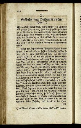 XI. Geschichte einer Geschwüres an dem Beine.