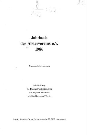 62.1986: Jahrbuch des Alstervereins e. V