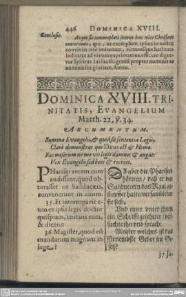 Dominica XVIII. Trinitatis, Evangelium Matth. 22, v. 34.