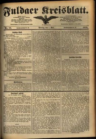 Ausgabe vom Montag, den 01. Mai 1905.