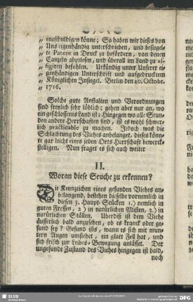 II. Woran diese Seuche zu erkennen?