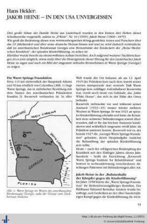 Jakob Heine – in den USA unvergessen.