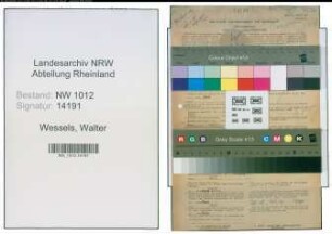 Entnazifizierung Walter Wessels , geb. 21.02.1909 (Kaufm.Angest.)