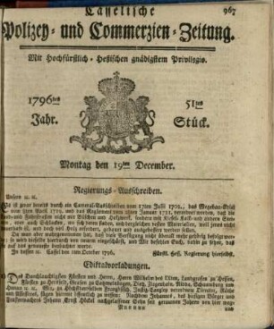 51tes Stueck, Montag den 19ten December 1796