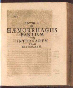 Sectio I. De Haemorrhagiis partivm tam internarvm qvam externarvm