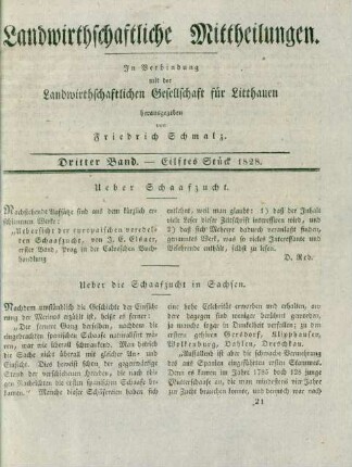 Dritter Band. - Eilftes Stück 1828.