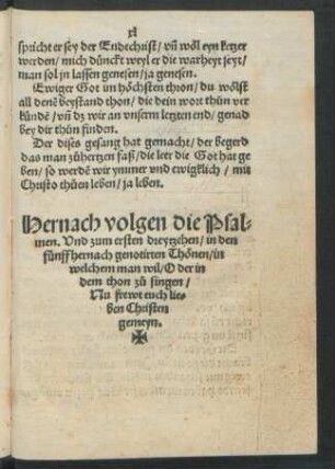 Hernach volgen die Psalmen ...