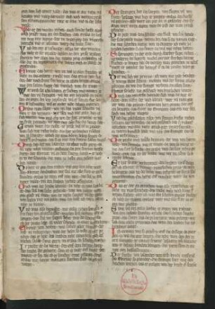 Fragment, 14. Jh. (ehem. Spiegelblatt, abgelöst, siehe auch vorn im Einband)