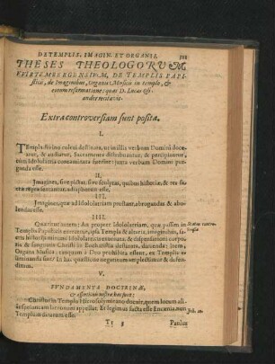 De Templis, Imagin. Et Organis. Theses Theologorum Wirtembergensium, De Templis Papisticis, de Imaginibus, Organis Musicis in templo ...