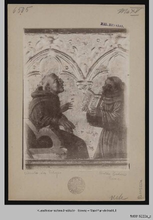 Thronende Madonna mit Kind umgeben von Heiligen : Predella