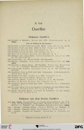 II. Teil Goethe (Nr. 1045-1859)