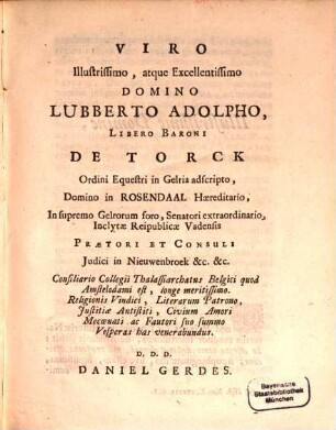 Vesperae Vadenses : S. Diatribae theologico-philologicae