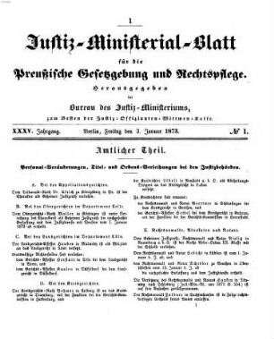 Justiz-Ministerialblatt für die preußische Gesetzgebung und Rechtspflege. 35. 1873