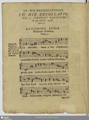 In die decollationis S. Johannis Baptistae