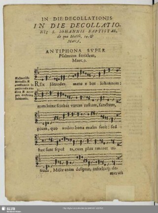 In die decollationis S. Johannis Baptistae