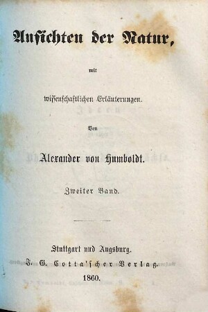 Ansichten der Natur : mit wissenschaftlichen Erläuterungen, 2