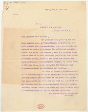 Brief an Julius Weismann : 28.05.1924
