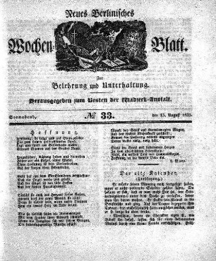 No. 33, Sonnabend, den 15.August 1835