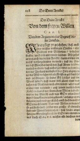 Der Dritte Artickel Von dem freyen Willen.