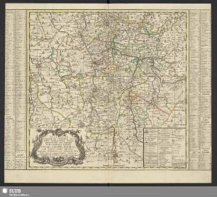 Accurate Geographische Delineation derer in dem Churfürstenthum Sachsen, gelegenen und zum Leipziger Creisse Gehöhrigen Aemmter Coldiz, Leissnig, Rochliz, und Schul-Ammt Grimma ingleichen Mügeln, und Sornzig : samt vielen andern angrenzenden Aemtern