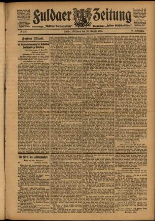 Erste Ausgabe vom Mittwoch, den 28. August 1907.