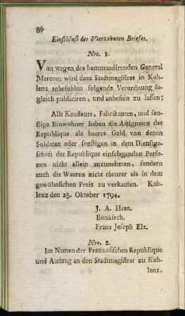 Einschluss des Vierzehnten Briefs