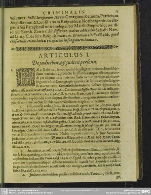 Articulus I. De judicibus, & judicii personis