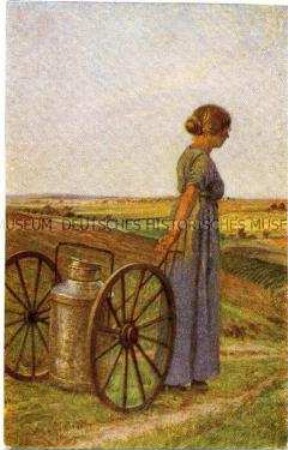Postkarte mit Gemäldereproduktion "Vom Markt"