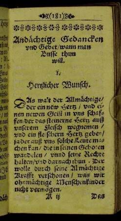 Andächtige Gedancken und Gebet/ wann man Busse thun will.