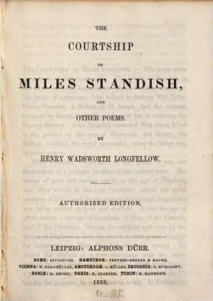 The courtship of Miles Standish and other poems