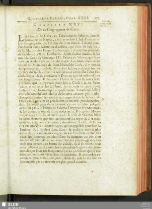 Chapitre XXVI. De la Congregation de Cave