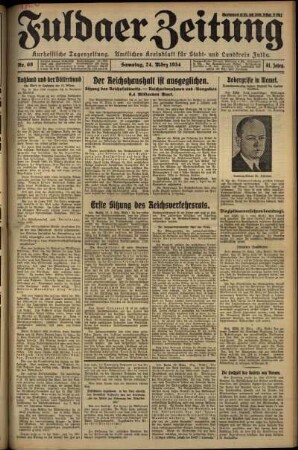 Ausgabe vom Samstag, den 24. März 1934.