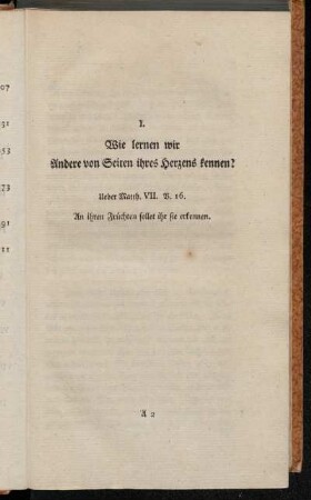 I. Wie lernen wir Andere von Seiten ihres Herzens kennen?