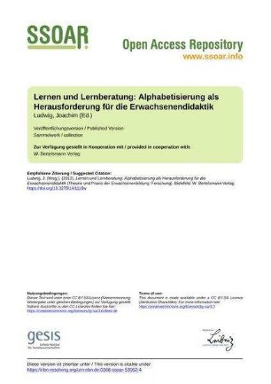 Lernen und Lernberatung: Alphabetisierung als Herausforderung für die Erwachsenendidaktik