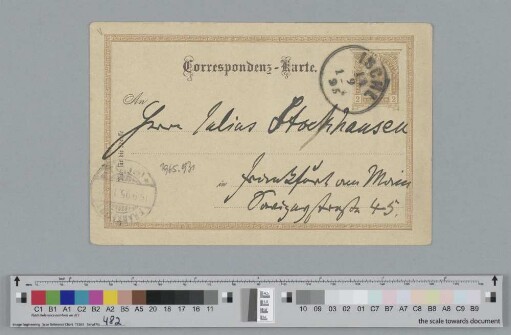 Postkarte an Julius Stockhausen