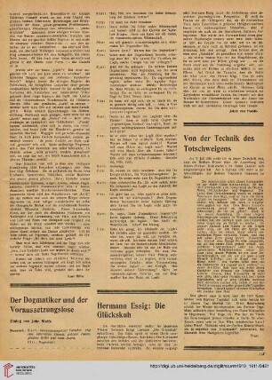 Von der Technik des Totschweigens