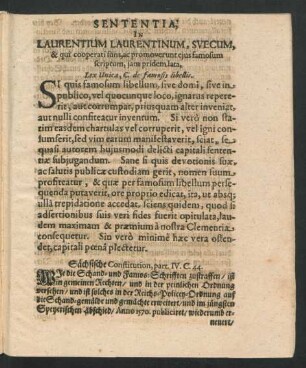 Sententia In Laurentium Laurentinum ...