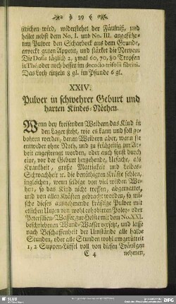 XXIV. Pulver in schwehrer Geburt und harten Kindes-Nöthen
