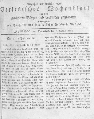 475stes Stück, Sonnabend den 7. Februar 1818