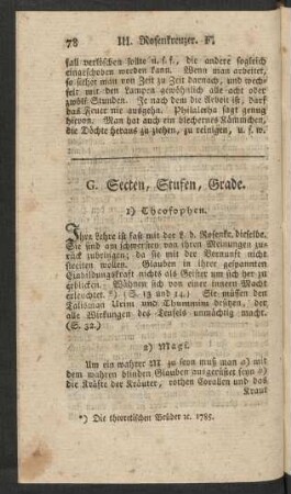 G. Secten, Stufen, Grade.